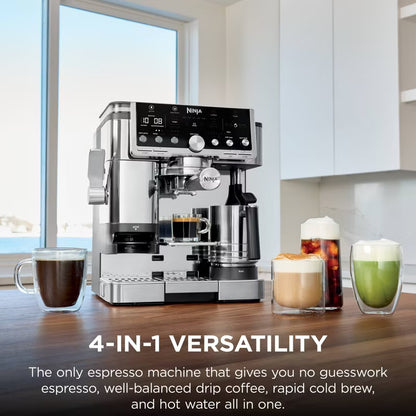 Ninja Luxe Cafe Pro Series 4-in-1 Espresso Coffee Cold Brew Hot Water Machine Stainless Steel