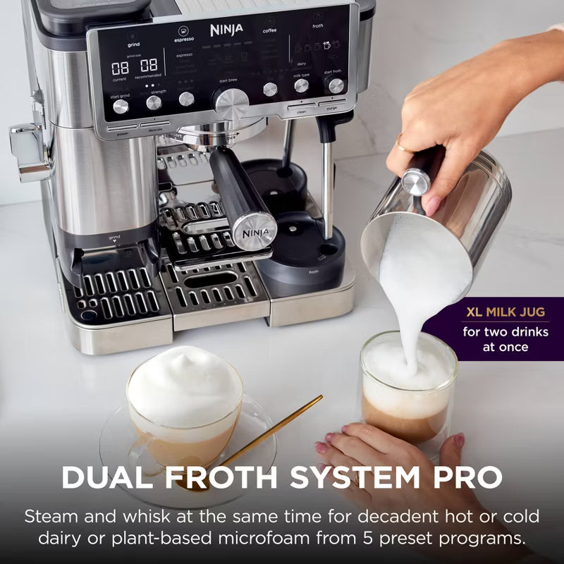 Ninja Luxe Cafe Pro Series 4-in-1 Espresso Coffee Cold Brew Hot Water Machine Stainless Steel